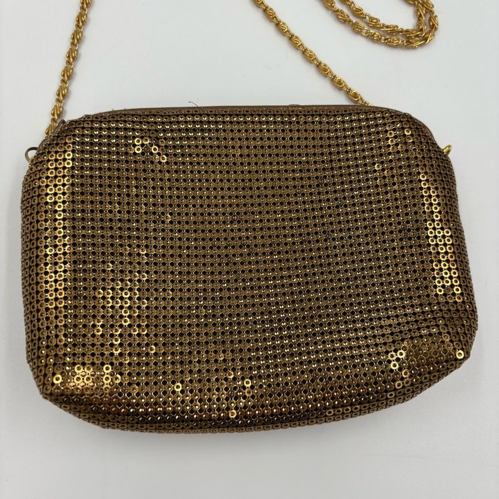 Vintage Amanda Smith Metal Mesh Crossbody Zippered Evening‎ Bag with Chain Strap - Picture 2 of 4